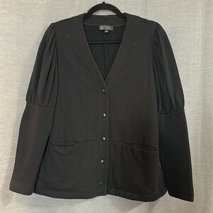 DG2 by Diane Gilman Black Puffer Sleeve Cardigan size Large